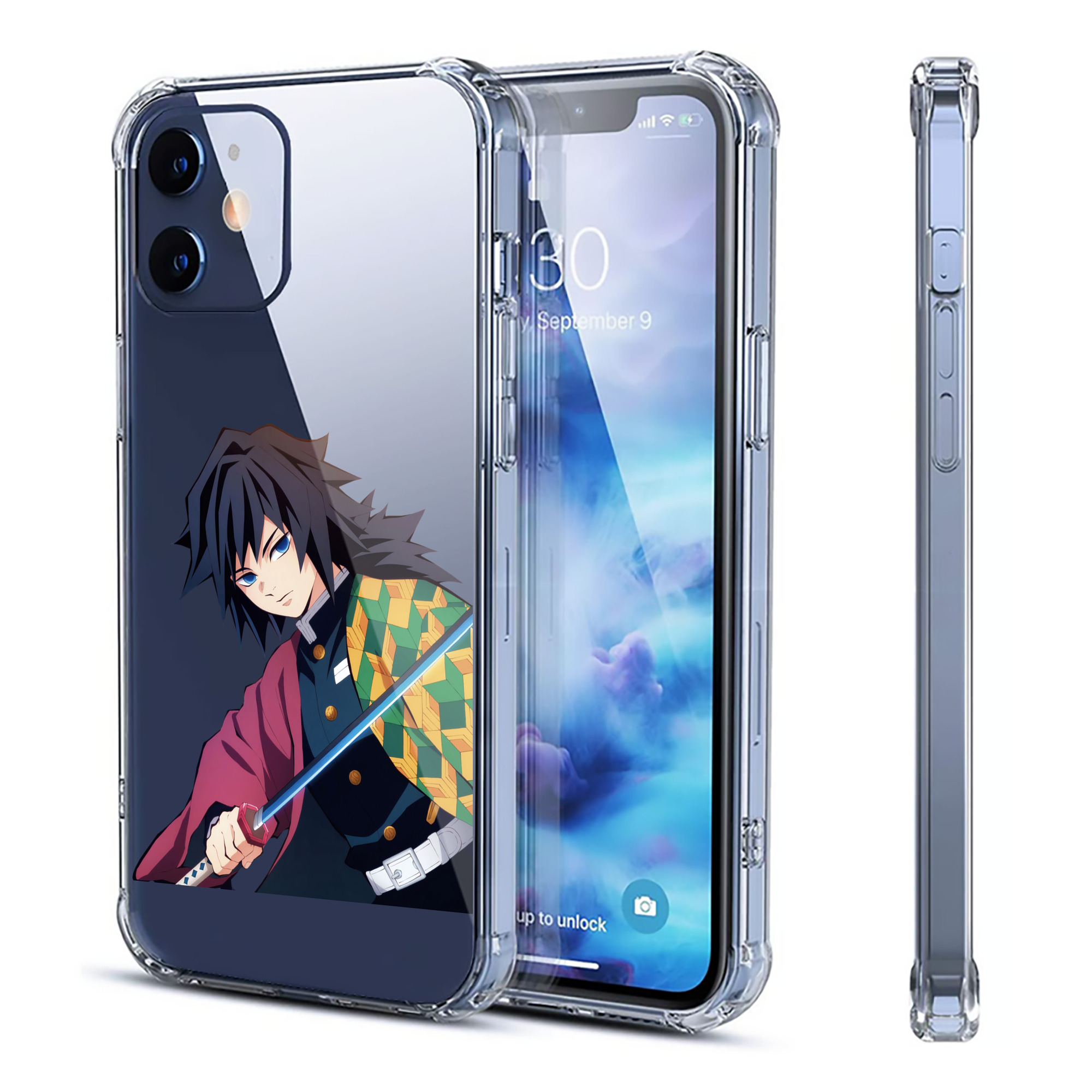（画像用） 鬼滅の刃（きめつのやいば）水柱-冨岡 義勇／とみおか ぎゆう Tomioka Giyuu 【iPhone 12シリーズ対応】透明スマホケース（クリアソフトケース）